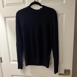 All Saints 100% Merino Wool Sweater, Navy/Grey Ramskull, Men’s M